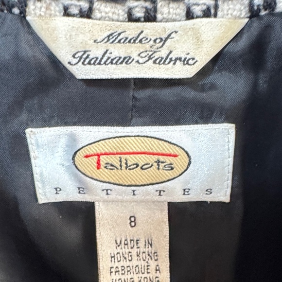 Beautiful Talbots Black and White Check Blazer Petite Size 8 - Picture 6 of 9